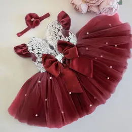 Flickans klänningar Gaun Bayi Perempuan Putri Baru Lahir Busur Imut Untuk Ulang Tahun 1 Pesta Balita Pembaptisan 230516