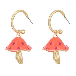 Серьги с серьгами Zhini Fashion Candy Color Mushroom Drop для женщин Boho золото