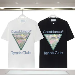 Camisetas Masculinas de Alta Qualidade Designer Casablanc T-Shirt Estampado Carta Decote Redondo Manga Curta Preto Branco Moda Masculino Feminino Camisetas Grandes