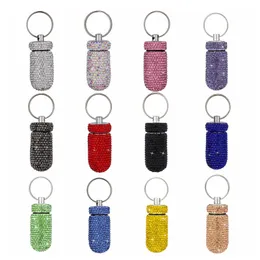 Diamond Small Bottle -keychain portable مقاومة للماء ألومنيوم سبيكة الطبخ مربع تخزين الخزان 12 لون 0507