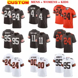 Mens Football Jerseys 24 Nick Chubb 4 Deshaun Watson Myles Garrett Amari Cooper Ward Womens Kids Njoku Peoples-Jones Bitonio Newsome II Goodwin Manziel Kosar Brown