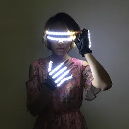 Rękawiczki LED chłodne świetliste okulary i rękawiczki świecący kostium Neonowe światło migające okulary do klubu nocnego DJ Dance Party Decor 230516