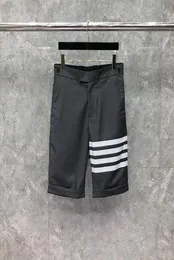 Thon White 4bar Stripes Men039S Shorts Summer Business Casual Designer Suit Pants 클래식 루프백 무릎 길이 스트레이트 핏 LU3457322