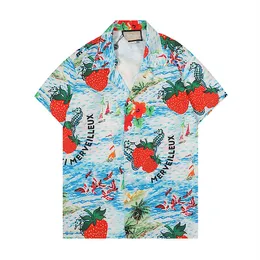 Designer skjorta herrknapp upp skjortor tryck bowling skjorta hawaii blommor casual skjortor män smal passar kort ärm klänning hawaiian t-shirt m-3xl u30