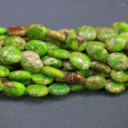 Collane con ciondolo Kindgems Lime Imperial Emperor Gems Stone Beads Strand 15"/Fai da te per creazione di gioielli Donna Forma ovale Superficie liscia