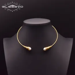 Collane con ciondolo GLSEEVO Kalung Choker Mutiara Barok Air Tawar Alami Mewah Mode Wanita Hadiah Kerah Perhiasan Bagus GN0048 230517