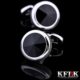 KFLK Jewelry French Shirt Fashion Cufflinks for Mens Brand Cuff Links Buttons Black Hight Juyse Phots 2017