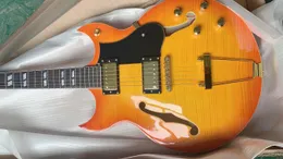 Nowy sklep niestandardowy Jazz Hollow Body Electric Guitar Lemon Burst