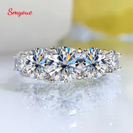 With Side Stones Smyoue 18k Plated 3.6CT All Rings for Women 5 Stones Sparkling Diamond Wedding Band S925 Sterling Silver Jewelry GRA 230516