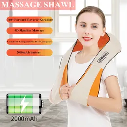 Back Massager U Shape Electrical Massage Shawl 4D Kneading Infraröd uppvärmd massage Shiatsu Body Shoulder Neck Back Massager Hälsovårdsverktyg 230517
