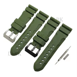 Watchband 24mm 26mm Buckle 22mm Men Watch Band Green Diving Silicone Rubber Strap Sport Bracelet Stainless Steel Pin Buckle for 286h