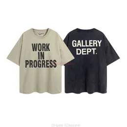 Projektant Fashion Clothing Tees Tshirt Galeria Depts Slogan English Letter Printing Wash Old Short Sleeve Bawełniany okrąg