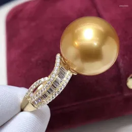 Klusterringar d101 pärlor 11-10 mm fina smycken 18k guld fillipin naturligt hav havs gyllene för kvinnor