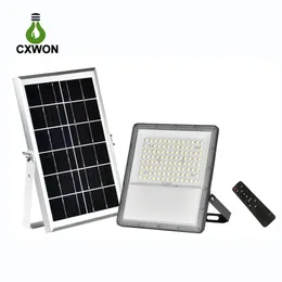 100w 200w 300w 400w solar flood lights aluminium shell lens led beads high bright IP65 Outdoor LED Security Wall Light Auto On Off Remote control