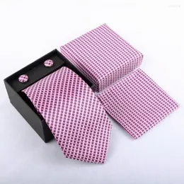 Бабочка галстуки Hoyi 2023 See Tie Set Floral для мужчин платок галстук -запонки Dot Dot Gift Box Свадебные карманные квадраты плед