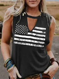 Women's Tanks Camis American Flag Tank Top Hollow Out Keyhole Neck Sleeveless Shirts Women 4th of July Summer US Flag Stars Stripes Patriotic Tops T230517