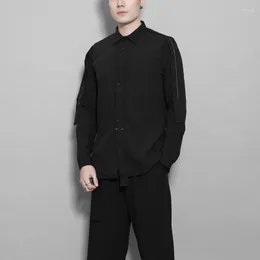 Men's Casual Shirts Men&#039;s Autumn Wear Dark Department Of Personality Splicing Very Fairy Jacket Fashion Ruffian Handsome Shirt