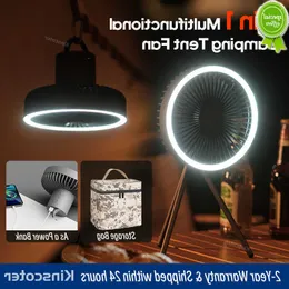 2023 10000mAh Ventilatore da campeggio Circolatore portatile da tavolo ricaricabile Ventilatore elettrico da soffitto senza fili con treppiede per illuminazione a LED Power Bank