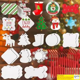 Christmas Sublimation Wooden Blank Pendants Ornament DoubleSided MDF Decorations Pendant Blank Bulk Tree Commemorative Discs