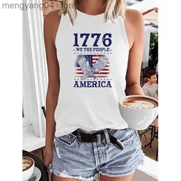 Serbatoi da donna Camis Summer Women's US Flag Independence Day T-shirt senza maniche stampata da donna T230517