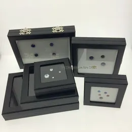 Stoisko biżuterii Hitam Kulit Buatan Batu Permata Kotak Penyimpanan Berlian Tampilan Case Dudukan Liontin Organizator Perjalanan Perhiasan DIY Protable 230517
