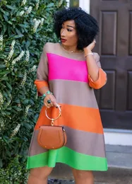 Dresses HGTE African Dresses For Women African Clothes Africa Dress Rainbow Stripe Print Dashiki Clothing Ankara Plus Size Africa Woman