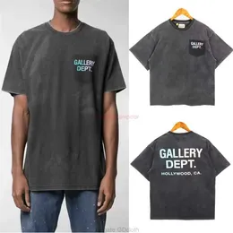 Designer Fashion Clothing Tees Tshirt American Style Galleryes Depts New Product Wash Gradient Letter Printing Loose Niche Made Old Short Sleeved Unisex Style Tops