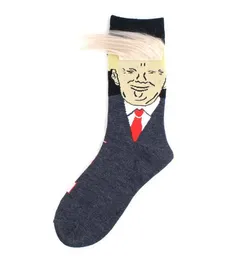 Trump Socks Decor Decor Men Função da paródia eleitoral Presidente Sock com 3D Fake Hair Crew Cotton Socks Streetwear