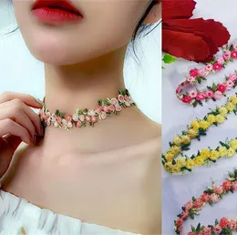 Suç tatlı çiçekler dantel kolye kadınlar için kızlar nakış kolyeleri moda romantik tasarım aksesuar ins takı hediyesi