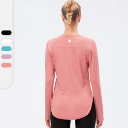 LL Women Joga Shirt Dziewczęta Krążki Kobiety Kobiety z długim rękawem swobodne stroje dla dorosłych sportowca na siłownia fitness Bluzka 5 kolorów 12530