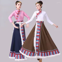 Stage Wear Mongolian Traditional Clothes Ethnic Tibetan Dance Costumes Adult National Classical Minority Performances Dress