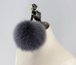 Portachiavi X-large 15CM 6" Real Fur Ball Pom Car Pendant Keychain Bag Charm Key Finder