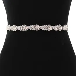 Bröllopssashes S485 Silver Glänsande mjölk R Rinestone Pearl Applique Bride Belt Prom Ladies Dress Accessories Girl Fashion Sash