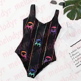 Women One Piece Swimwear Letter Print Black Swimsuit Quick Dry Padded Bathing Suit Beach Wear