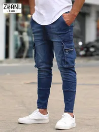 Męskie dżinsy luźne spodami wideg street hiphop proste dżinsowe sprężynowe szwy sprężyste swobodne sportowe kombinezony Slim Men 230516
