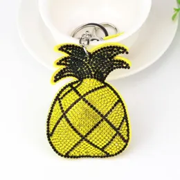 Keychains Alloy Cute Keychain Full Crystal Keyring Car Key Chain Women Holder Bague Pineapple Wholesale Jewelry Gifts TZ134