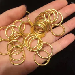 Anillos de racimo genuino Real 24K puro 999 anillo de oro amarillo diseño de círculo Simple para mujeres regalo de joyería fina