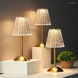 Table Lamps Modern Crystal Lamp Gold Living Room Bedroom El Wireless Dimmable Desk Light Bedside Rechargeable Cordless