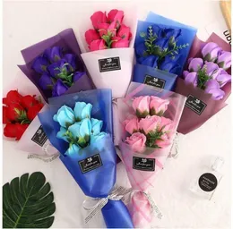 Creative 7 Small Bouquets of Rose Flower Simulation Soap Flower for Wedding Valentines Day Mothers Day Teachers Day Gifts G0517