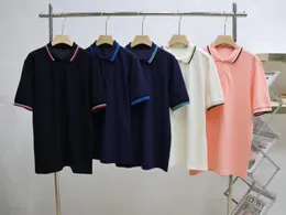 Neue Herren-T-Shirts, Sommer-Baumwoll-Poloshirt, Herren- und Damen-Kurzarm-Business-Mode, lässig, feiner Faden, zwei Knöpfe, Stickerei, Polo-T-Shirt-Oberteil