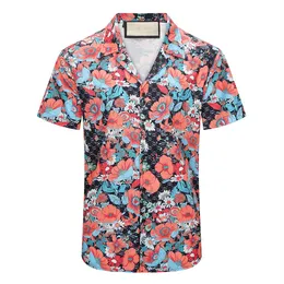 Designer skjorta herrknapp upp skjortor tryck bowling skjorta hawaii blommor casual skjortor män smal passar kort ärm klänning hawaiian t-shirt m-3xl u28