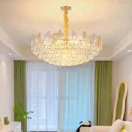 Lampadari Lampada a sospensione a LED Lampadario moderno a soffitto in cristallo Illuminazione interna di lusso Decorazione domestica per soggiorno Camera da letto Ristorante E14