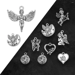 Charms Antique Silver Plated Eros Cupid Angel Valentine'S Pendants For Diy Keychain Jewelry Making Findings Supplies Accessories