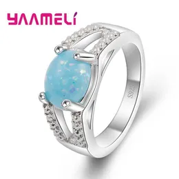 Bandringar Fashion äkta naturlig eld Opal Ring Solid 925 Sterling Silver for Women Color Gem Stone Rings Fina smycken för Lady J230517