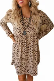 Leopard Langarm Babydoll Kleid 2023 Heißes Neues Y1MD#