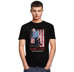 George Floyd Justice for Floyd T Shirt Men Memory T Shirt O Neck Krótki rękaw