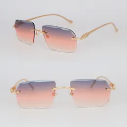 Neue randlose Metall-Sonnenbrille für Damen, Designer-Sonnenbrille mit Diamantschliff, modisch, Schutz, Outdoor-Design, C84074CU, Sonnenbrille, große quadratische Sonnenbrille, Mixbox, Größe 58