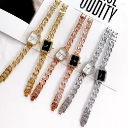 Watches high quality Wristwatches Women Watch Luxury Style Small Dial Square Fashion Retro Braided Chain Leather Steel Strap Pointer Quartz-Battery