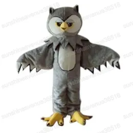 Halloween Grey Owl Mascot Costume Simulazione Outfit del personaggio dei cartoni animati abiti da festa per feste per feste natalizie