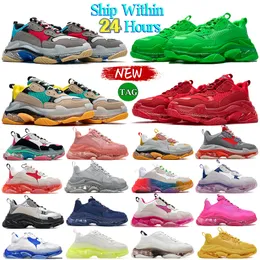 Mens Triple-s Clear Sole Casual Shoe Men Women Gym Red Blue Beige Green Yellow Black White Fluo Pink Designer Shoe Womens Fashion Luxury Newest Crystal Bottom Sneakers